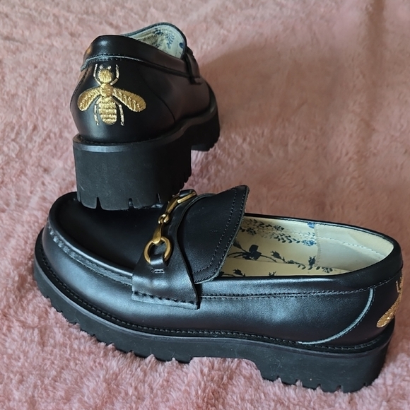 Gold and Black Moccasin-Style Shoes with Chunky Sole - Picture 3 of 8